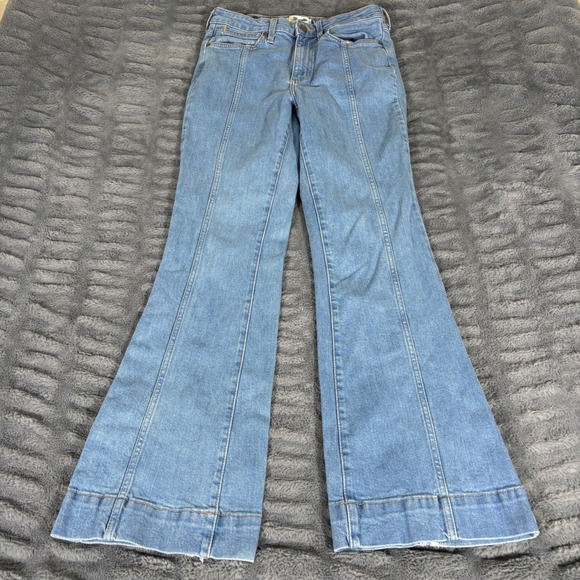 Wrangler Denim - Wrangler Retro Womens High Rise Trumpet Flare Jeans Light Wash Blue 29x32 AQ400